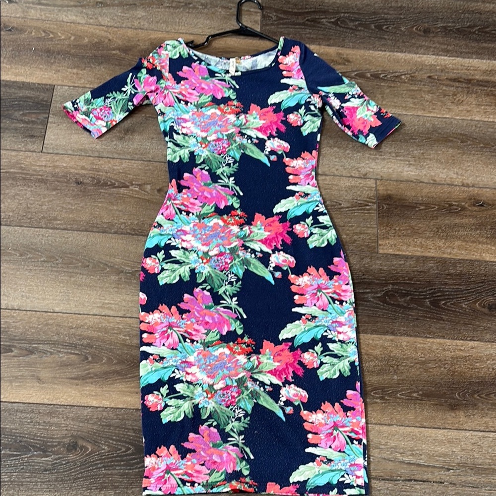 Floral Print Dress with Half Sleeves